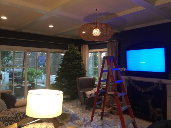 We will trim the tree after we install a new light fixture.