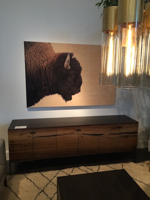 Yukas natural graining highlighted with resin filling in the Cuzco Media Console by Four Hands.
